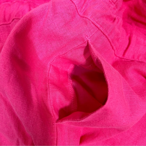 Universal Thread Hot Pink Linen Blend Shorts Romper XS Pockets V Neck Tie Waist - Picture 9 of 9